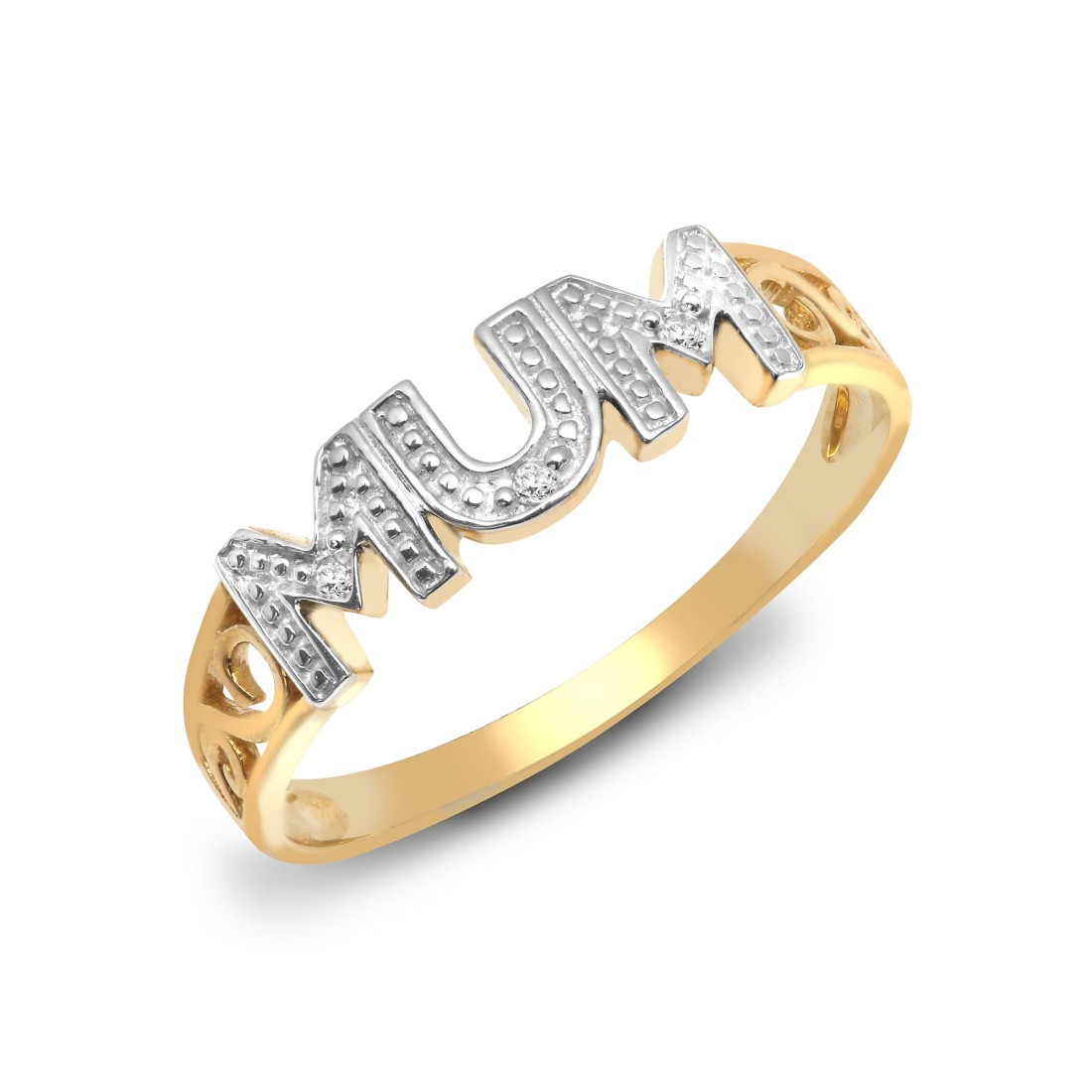 0.02 Ct Natural Round Cut MUM  Statement Diamond Rings in 9K Yellow Gold